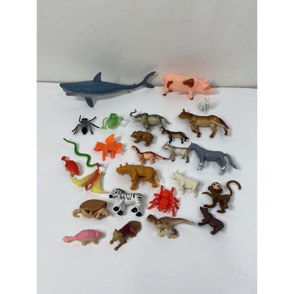 Unbranded Other - Various Animal Toy Lot Shark, Snake Horse Pig Bunny Armadillo Elephant Monkey